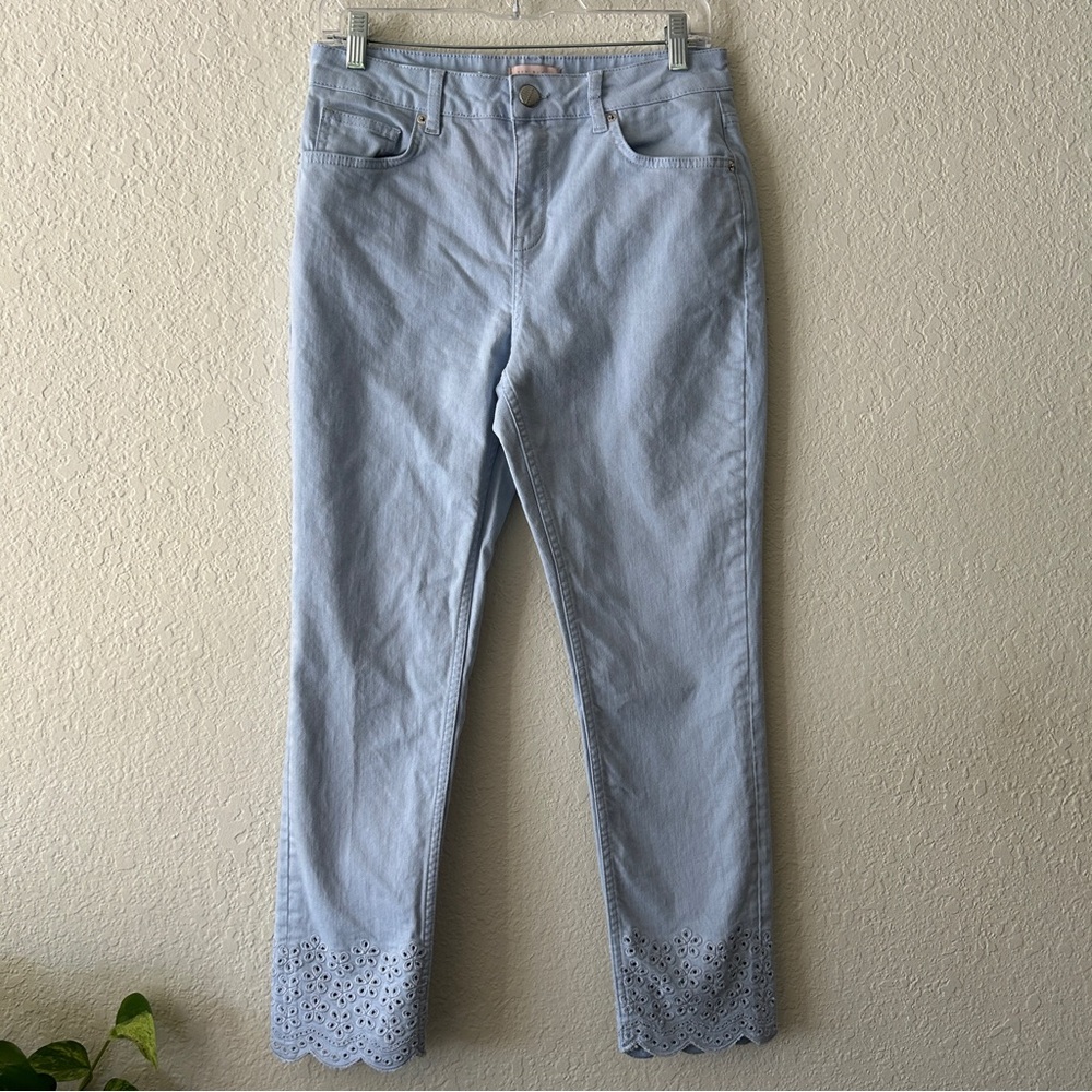 Ted Baker Light Blue Cropped Jeans with Eyelet Detail